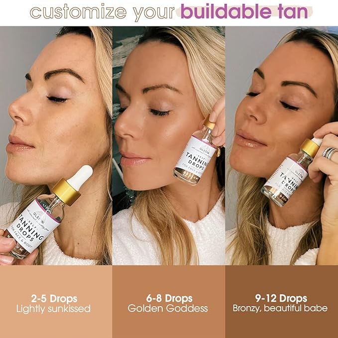Face Self Tanner Drops with Revitalizing Cream, Self Tanning Drops for Face, Face Tanner Bronzing Drops, Face Tanning Drops to Add to Moisturizer 1oz+3.4oz