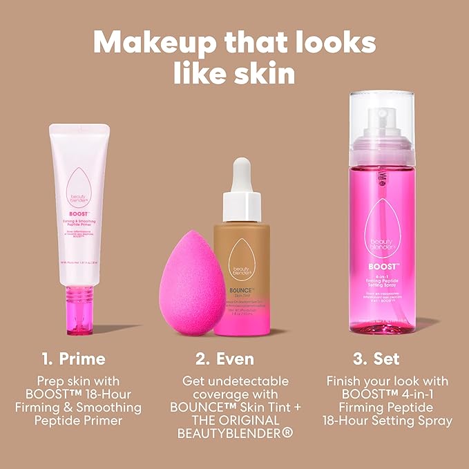 Beautyblender 12-Hour Always on Radiant Skin Tint, Breathable Serum Foundation Stays Put for All Day Long Wear, Infused with Hyaluronic Acid & Niacinamide, Tan 5