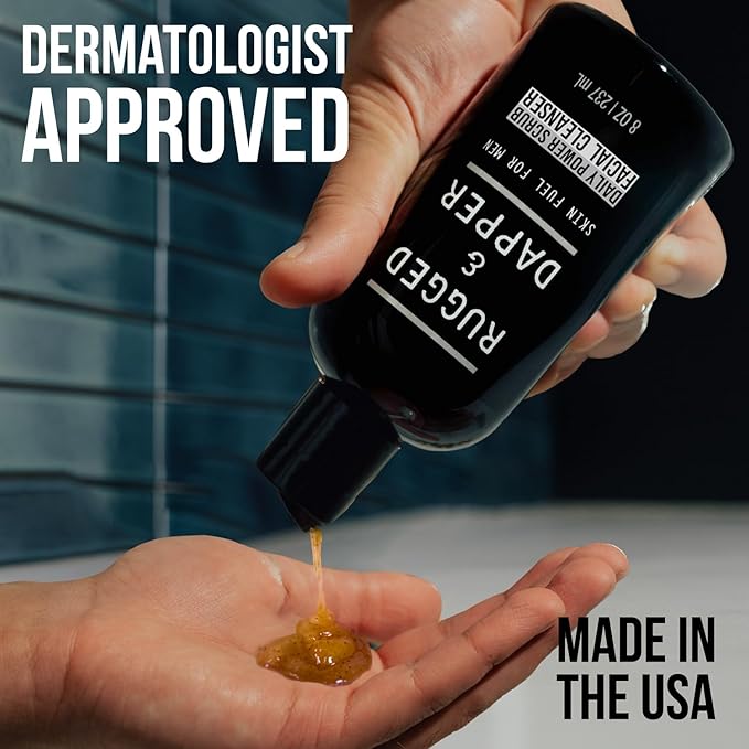 Premium Daily Power Scrub | 8 oz | Exfoliating Mens Face Wash | Deep Cleans + Prevents Breakouts | Face Wash Men's | Natural Ingredients | Made in USA