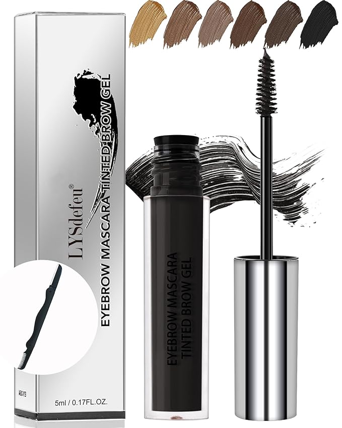 Waterproof Tinted Eyebrow Gel-Long Lasting Smudge-Proof Eyebrow Mascara Tinted Brow Glue,Eye Brow Filler,Volumizing Enhance Brow Mascara With Brow Razor,Women's Day Eye Makeup Gift for Women-06 Ebony