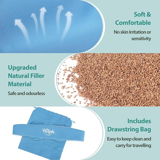 Hilph Microwavable Eye Mask For Dry Eyes & Stye, Adjustable Moist Eye Compress Heat Microwave Heated Eye Mask for Single or Double Eyes for Blepharitis, Mgd, Itchy, Eye Fatigue (Blue)