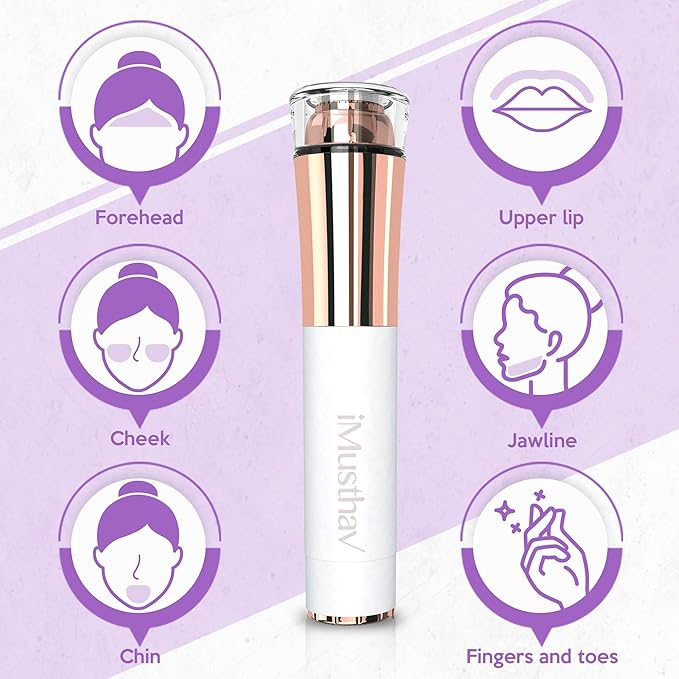 Portable Facial Hair Remover for Women – Painless, Fast & Precise Flawless Electric Razor & Epilator for Face, Lips, Chin Hair Removal – 18K Gold-Plated, 360° LED Light