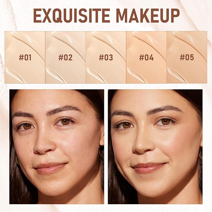 2PCS Long-Lasting Concealer Foundation Stick, Full Coverage Foundation Stick, 2-in-1 Contouring foundation with Brush, Cover Blemishes for All Skin Types (01#Ivory)