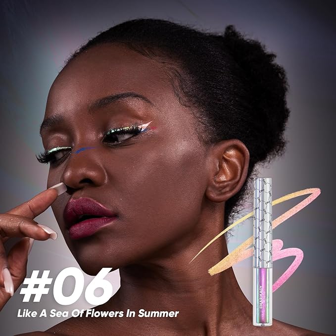 CHARMACY Chameleon Liquid Eyeliner, Liquid Glitter Eyeliner, Highly Pigmented, Metallic MultiColor Shifting waterproof Eyeliner, Ultra-Fine Tip, Longwearing, Smudge-proof (#304)