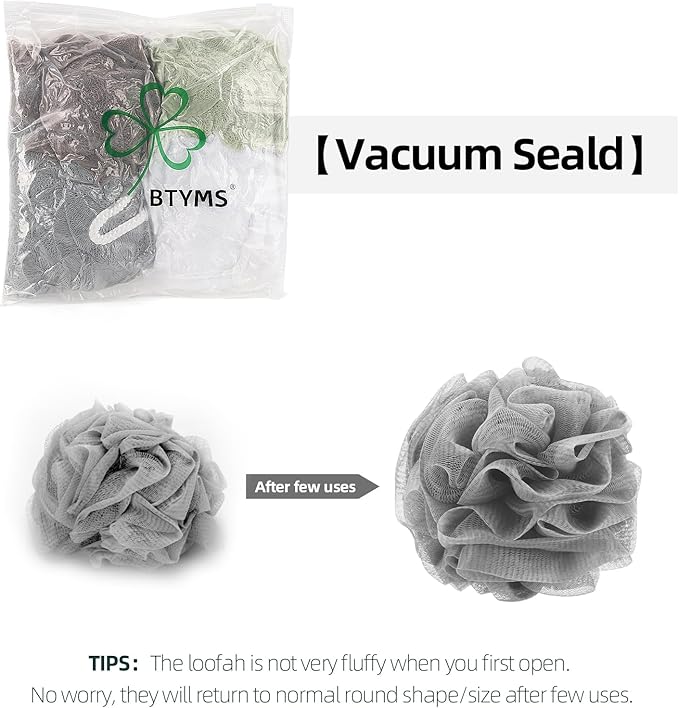 Btyms 4 pieces shower loofahs