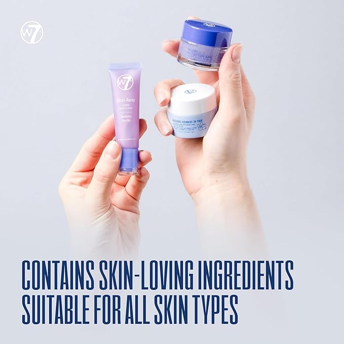 W7 Sweet Dreams Lip Care Trio - 3 Piece Set - Overnight Lip Mask, Lip Balm & Lip Scrub - Blueberry