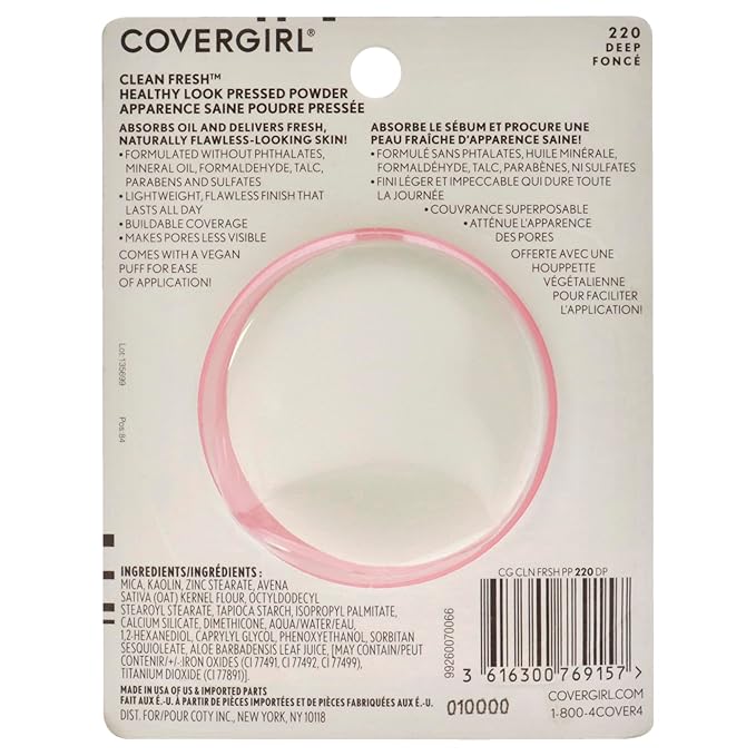 COVERGIRL COVERGIRL Clean Fresh Pressed Powder, Deep, 0.35 Ounce, 220 Deep (99350052598) (Pack of 2)