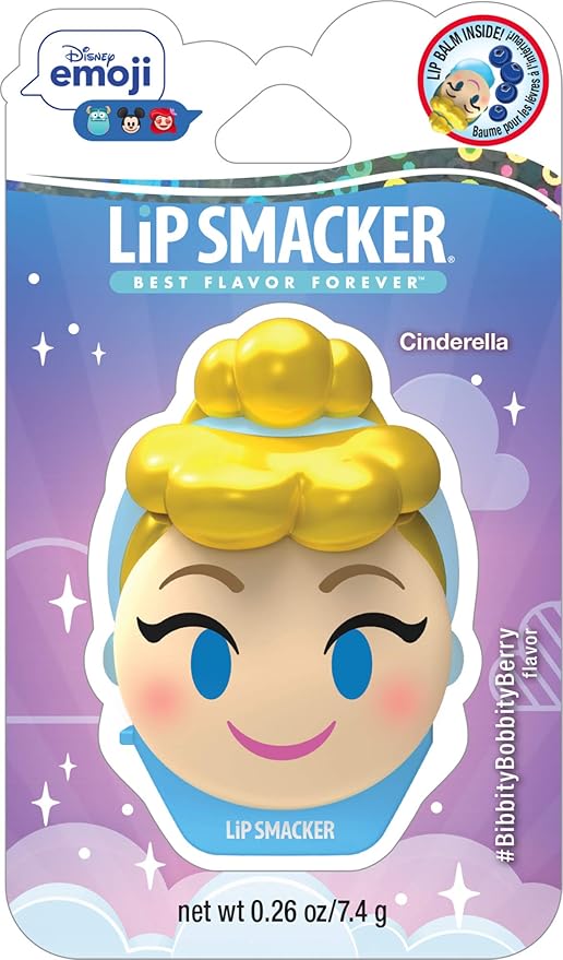 Lip Smacker Disney Cinderella Emoji Lip Balm Flavored, Bibbity Bobbity Berry, Clear, For Kids