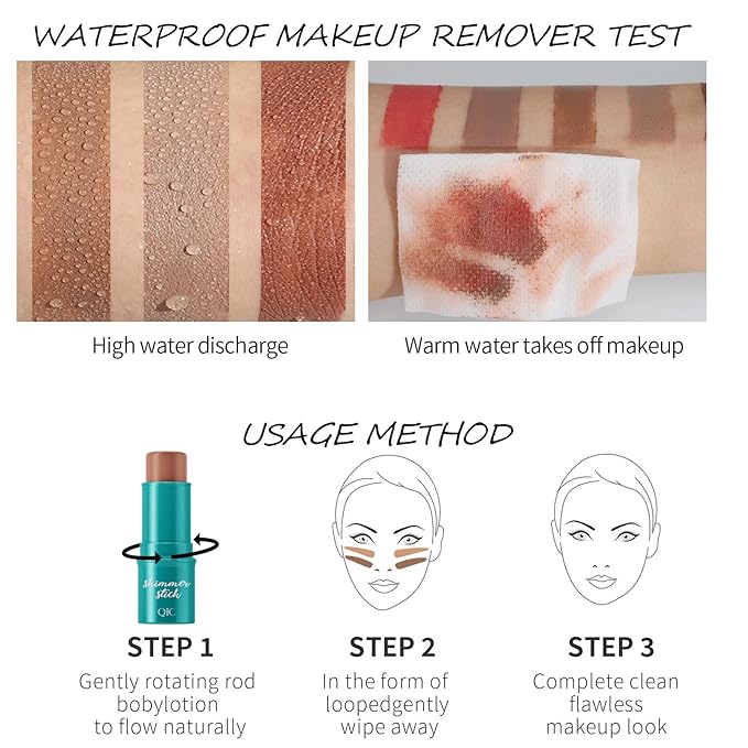 3Pcs Cream Contour Stick, with Highlighter Stick Milk