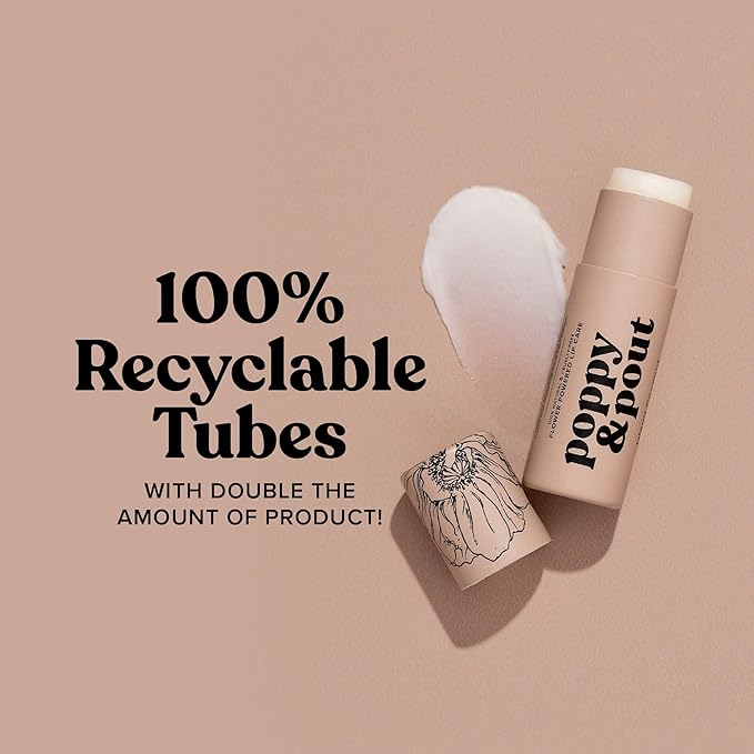 Poppy & Pout Island Coconut Jumbo Lip Balm | All Natural Lip Balms & Moisturizers | Hydrates with Beeswax, Vitamin E, Organic Coconut Oil | Cruelty-Free | Lip Balm in Recyclable Cardboard Tube