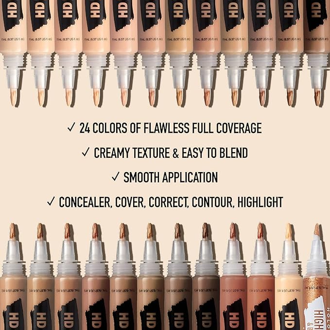 Ruby Kisses HD Concealer & Foundation Flawless Full Cover Brush Face Makeup (Dark Cocoa)