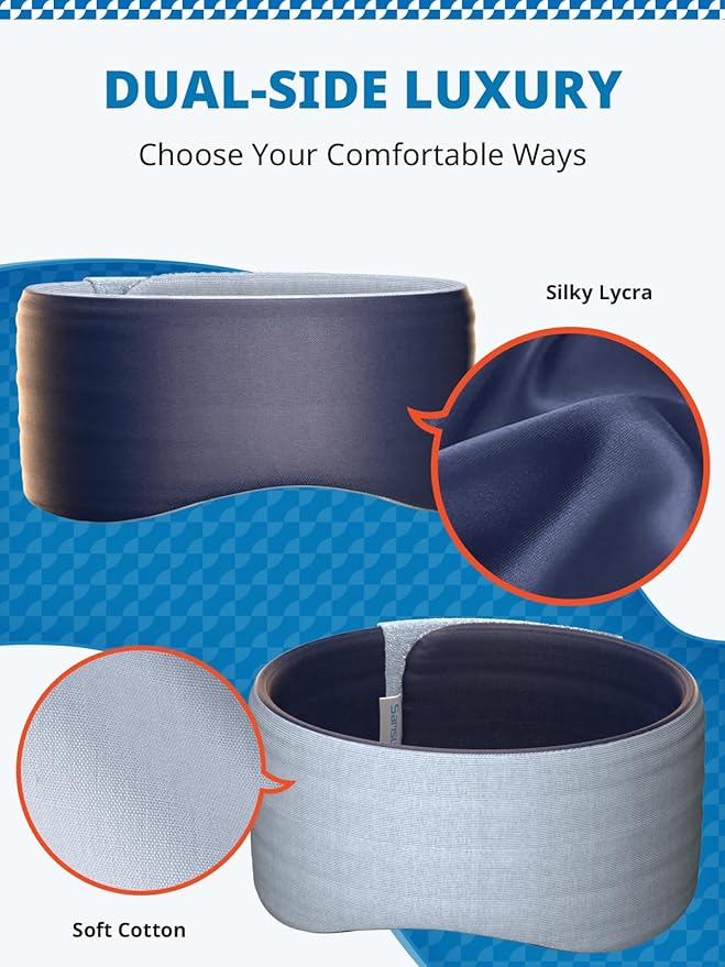 Sleep Mask, Eye Mask for Sleeping, Upgrade Ultra-Soft Blackout Eye Cover for Women Men, Wider Adjustable Strap for Side Sleeper, Travel, Nap, Yoga, Relief Eye, Navy Blue