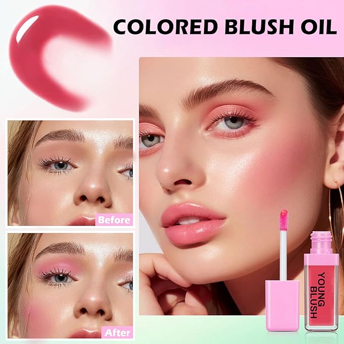 CAHIUYOA Pink Liquid Blush Oil Clear Liquid Blush for Women