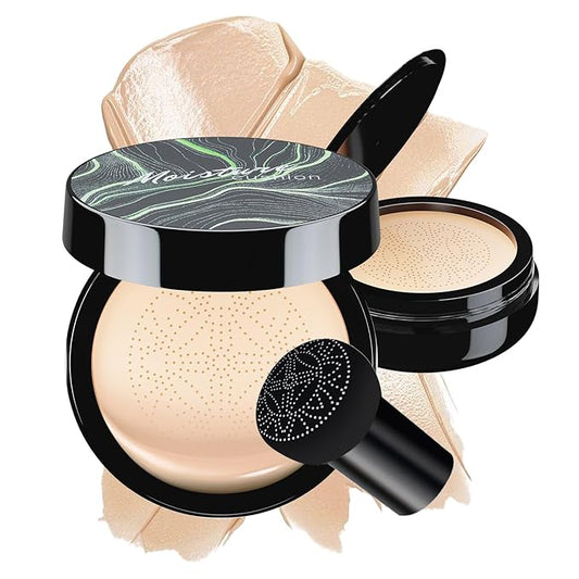Mushroom Head Air Cushion CC Cream - BB Cream Face Makeup Foundation for Mature Skin Moisturizing Concealer Brighten Long-Lasting, Even Skin Tone for All Skin Types, Ivory Color
