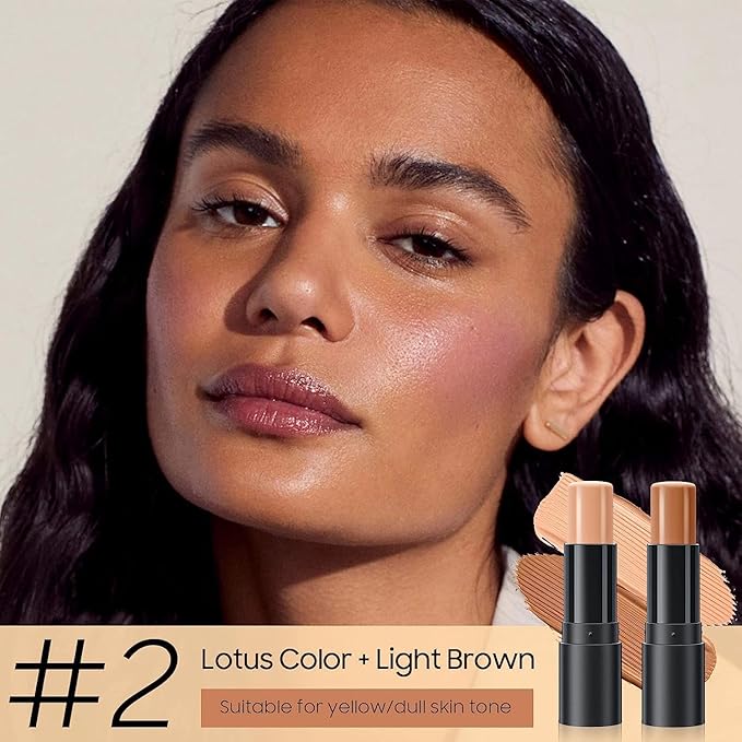 2023 Upgrade Contour Stick, 2 Colors Double-end Contour Highlighter Stick Contour Stick Face Highlighter Contour Makeup Contouring Sticks Cream Concealer (Lotus, Light Brown)
