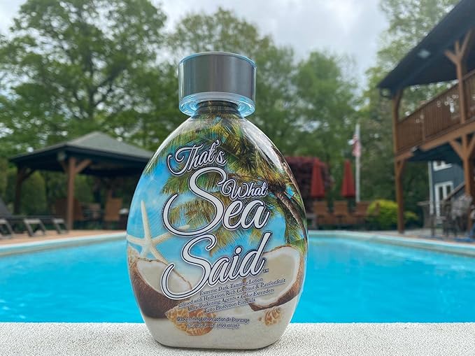 That’s What Sea Said Tanning Lotion Accelerator - For Indoor Tanning Beds and Outdoor Sun Tan - Safe for Face, Body and Tattoos - With Coconut Oil - No Bronzer