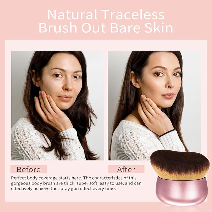 Extra Large Body Makeup Brush For Self Tanner,Leg Makeup &Bronzer Blend,75 mm Wide-headed Kabuki Brush Provides More Even& Pretty Application, Sunscreen Face&Back Makeup Brush,Wet&Dry Use-Matte (Gold)