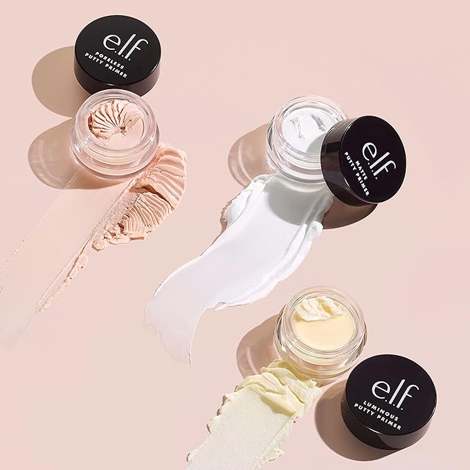 e.l.f. Cosmetics Putty Primer Trio, Includes Poreless Putty, Matte Putty & Luminous Putty, Travel Size, 0.14 Oz (4g) Each, 0.14 ounces, Count 3 ( Pack of 1)