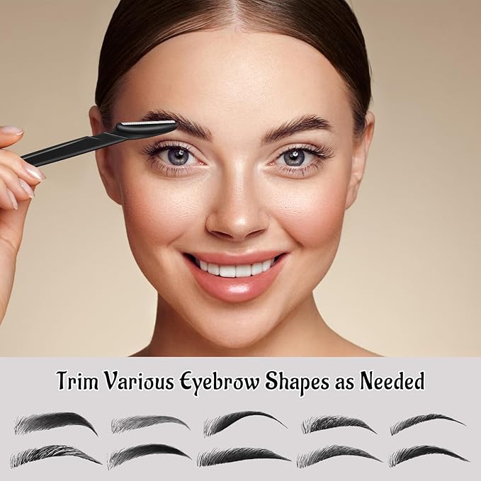 16 Pcs Black Eyebrow Razor, Face Razors Multipurpose, Facial Razors for Women Men, Eyebrow Trimmers Shaver with Protective Cover, Dermaplaning Tools for Face Body Use, Facial Hair Removal Tools