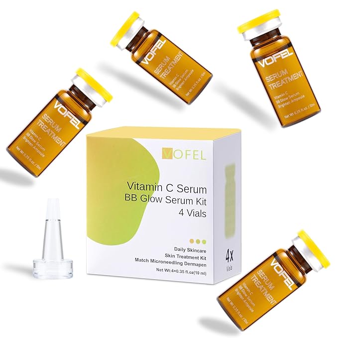 Vitamin C Serum for Face Hyaluronic Acid Serum Anti Aging Moisturizer 0.35 oz 4 Vials Facial Serums BB Glow Starter Kit (4pc new vc kit)