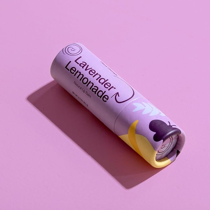 Plant Therapy Lavender Lemonade Natural Lip Balm 0.3 oz (8.5 g) Simple, Natural Ingredients & Packaged in Eco-Friendly Recyclable Cardboard