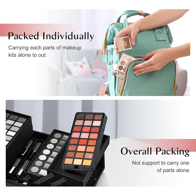 Color Nymph All In One Makeup Kit For Teenager Girls, Beginners Makeup Set For Teens Full Kit Cosmetic Set Girl Make up Kit For Girls 18 color eyeshadow 4 color Glitter & Lipgloss Blush Mirror - Red