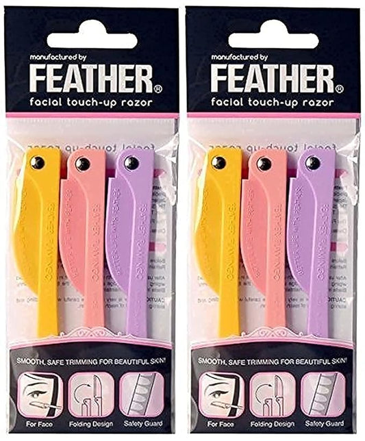 Feather Flamingo Facial Touch-up Razor (3 Razors X 2 Pack)