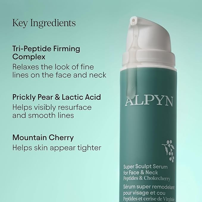 ALPYN Super Sculpt Serum, Face & Neck with Tri-Peptide Firming Complex, 1.7 oz