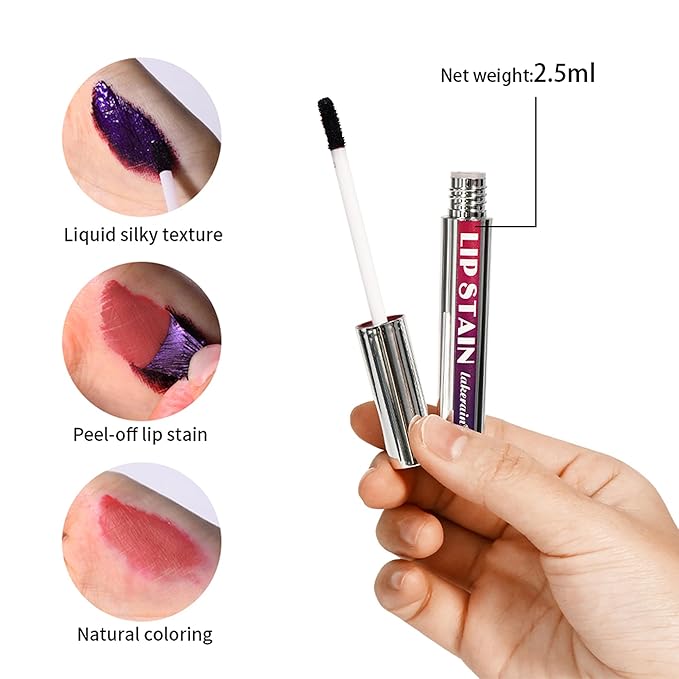 3 Colors Lip Stain Peel Off, Long Lasting Matte Lip Liner, Waterproof, Smudge-Proof, Transfer-proof, Highly Pigmented Color Lip Tint Makeup