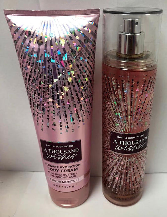 Bath and Body Works - A Thousand Wishes - Gift Set - Fine Fragrance Mist & Body Cream