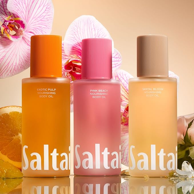 Saltair Body Oil. Luxurious Pink Beach After Shower and Bath Oil Moisturizer for Women. Botanical, Non-Greasy, and Well-Absorbing Lotion for Hydrating Dry Skin. 4oz Pump Bottle
