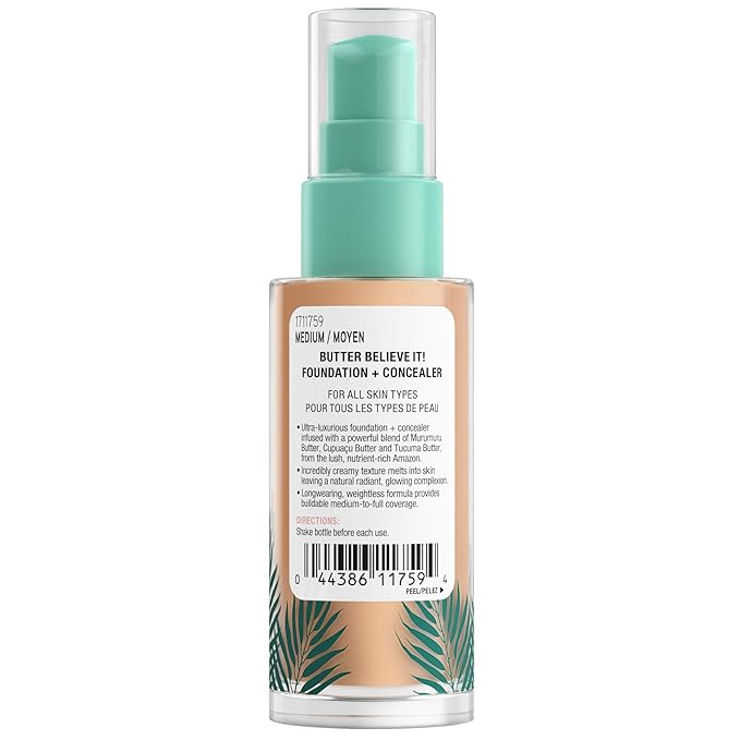 Physicians Formula Butter Believe It! Foundation + Concealer Medium | Dermatologist Tested, Clinicially Tested