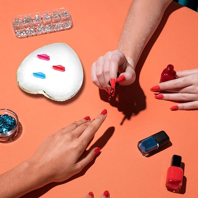 Resin Nail Art Palette Nail Mixing Palette Nail Art Painting Mixed Color Palettes Gold Edge Nail Holder Display Board Cosmetic Mixing Nail Art Palette Tools