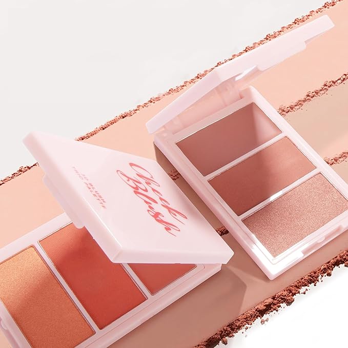 3D Blush Palette, Multi-Use Makeup Contour Pressed Powder Long-Lasting Pigment Cheekbones Contouring Blush Blendable Natural Shimmery Or Matte Finish, #03 Coffee