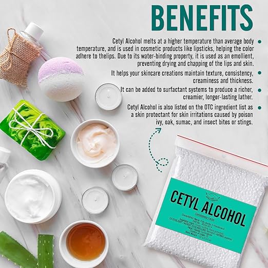 Cetyl Alcohol for Homemade Cosmetics, Lipsticks, oz