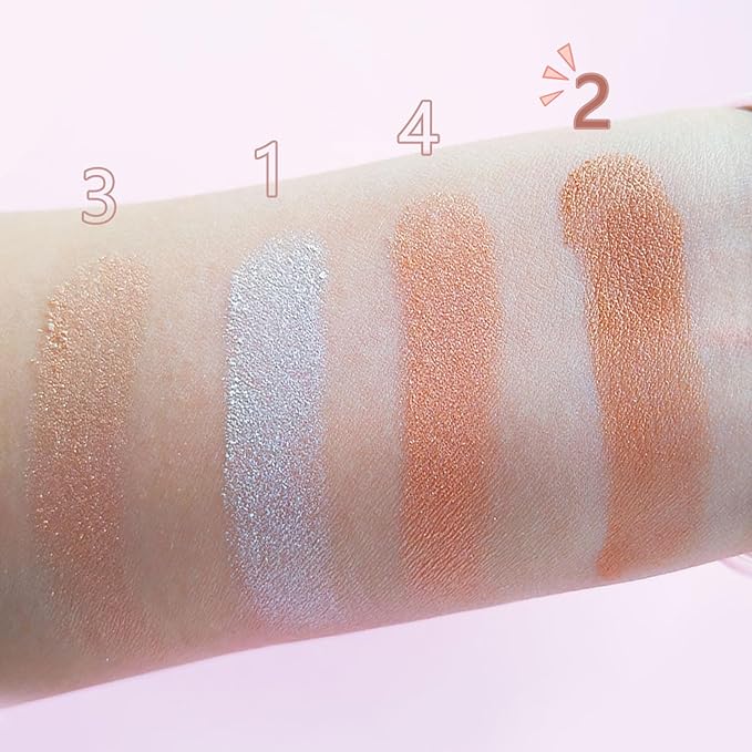 4 Colors Diamond Shimmering Powder, High Glossy Face Highlighter Eyeshadow