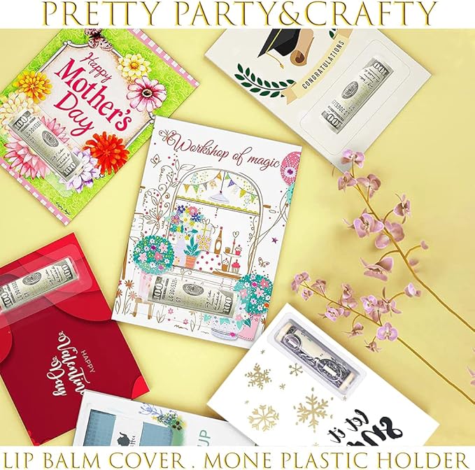 WESAPPINC Clear Chapstick Pouch Plastic Lip Balm Pouches for Gift Cards & Money Cards,Lip Balm Plastic Cover with Adhesive (35PACK)