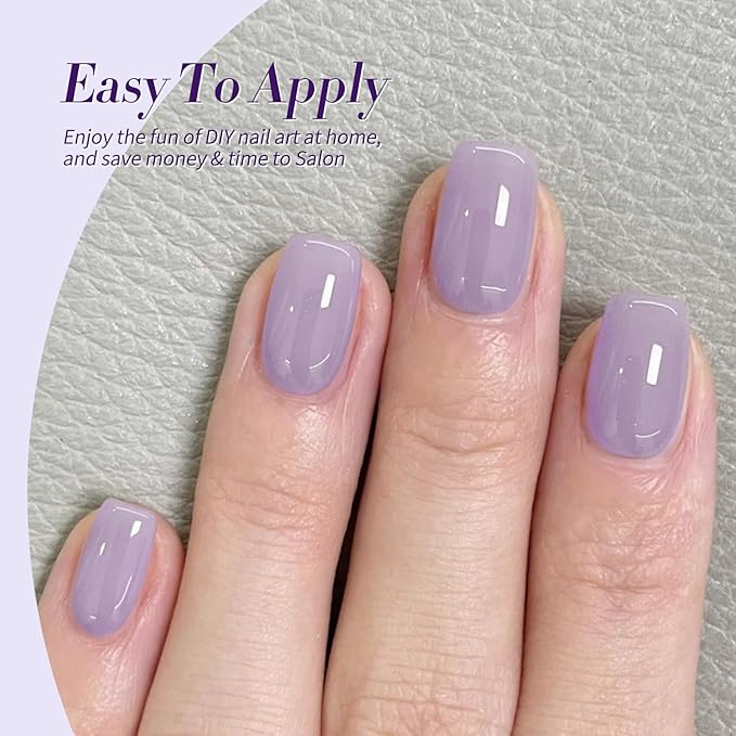 BORN PRETTY Jelly Purple Gel Nail Polish 6 Colors Purple Violets Colors Gel Polish Kit Soak Off Gel Nail Kit Collection Nail Art Gel Manicure Kit DIY at Home Salon Gifts