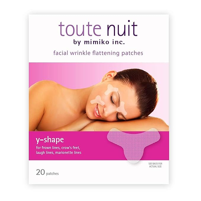 Toute Nuit Wrinkle Patches – Y Shape – Face Tape for Forehead, Between the Eyes & Around Mouth – Hypoallergenic Anti Wrinkle Patches – 20 Count, Made in USA