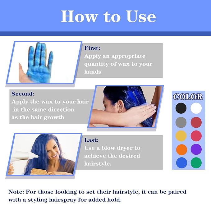 Blue Hair Color Wax, Temporary