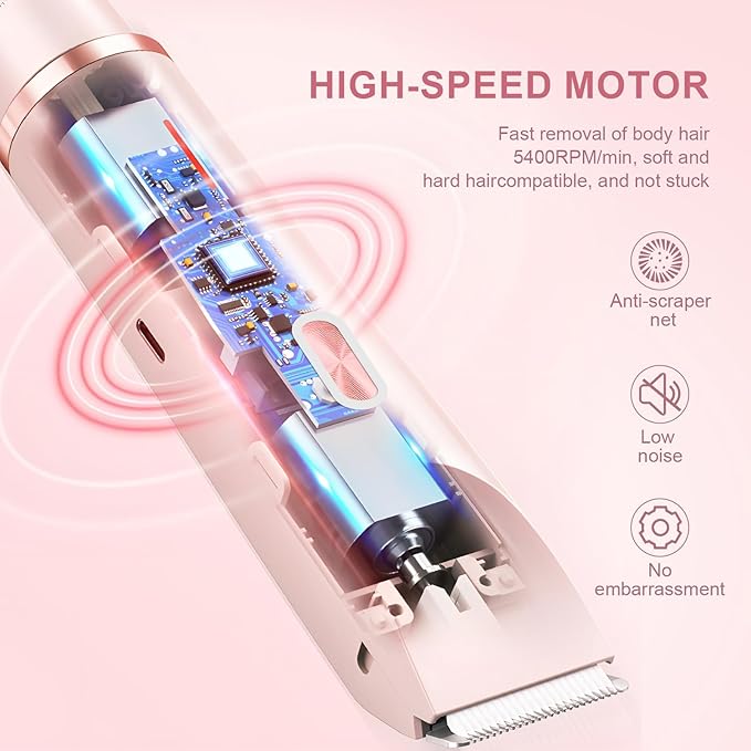 Dermave Bikini Shaver,2 in 1 Dual Head Bikini Trimmer & Body Shaver, Painless Hair Removal with Silky Glow Finish, Cordless & Waterproof Electric Trimmer for Women,Blue