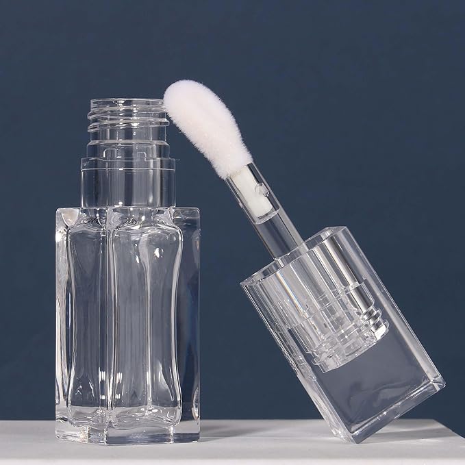 COSIDEA 18pcs Empty 6ml Square Clear PETG lip gloss tubes big deo foot wand lipgloss tube container for lip oil