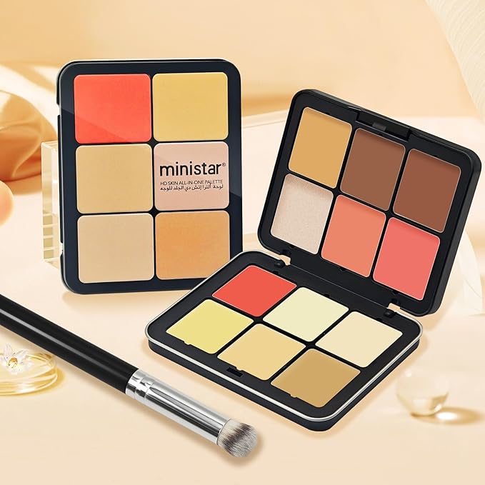 12 Colors Cream [Blush+Contour+Concealer+Highlighter] Makeup Palette for Cheeks - Multi-functional Makeup Palette with Brush, Natural Matte Long Wearing, Waterproof Face Makeup Palette (#05)
