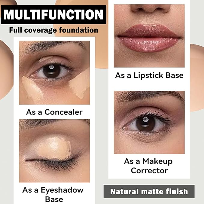 Concealer Full Coverage Foundation for Mature Skin,Oil Control Matte 2 in 1 Concealer liquid Foundation Makeup Waterproof Base De Maquillaje Alta Cobertura-02 Natural