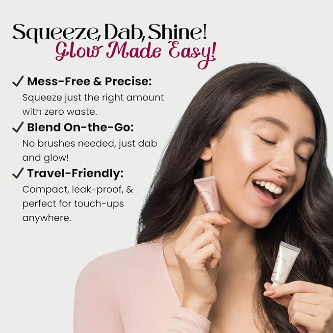 M2U NYC Liquid Highlighter Makeup – Lightweight Luminizer for Natural Radiant Glow with Shimmer – Ultra Smooth Hydrating Illuminator, Face, Cheekbone & Body Glow Enhancer Pink Pearl (Mermaid Tears)