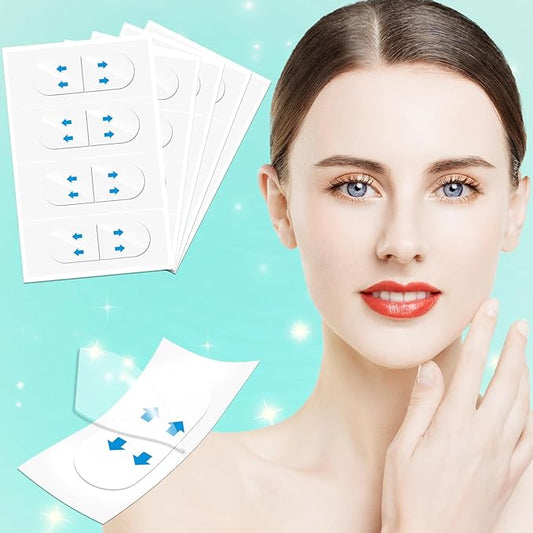 Face Lift Tape Invisible, 100 PCS Face Neck Tape Lifting Invisible Under Makeup, Instant Neck Tape for Loose Sagging Skin, V-Shaped Facelift Strips for Double Chin, Brows, Eyes, Jowls, Wrinkles
