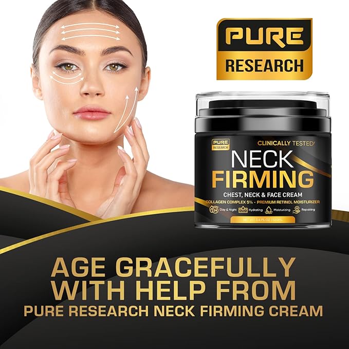 Neck Firming Cream - Anti Wrinkle Cream - Saggy Neck Tightener & Double Chin Reducer Cream - Collagen & Retinol Skin Tightening Cream - Anti Aging Moisturizer for Neck & Décolleté 3.4oz