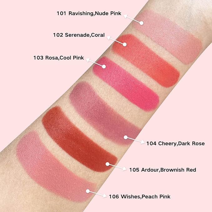 Blush Beauty Wand,Matte Face Blush Contour Wand with Cushion Applicator,Smooth Creamy Liquid Blush Wand,Blendable Blush Rouge Stick for Cheek,Cruelty-free,105 Ardour,Brownish Red