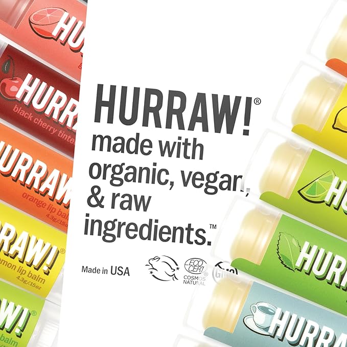 Hurraw! Black Cherry Tinted Lip Balm, 5 Pack: (Sheer Red Tint) Organic, Certified Vegan, Cruelty and Gluten Free. Non-GMO, 100% Natural Ingredients. Bee, Shea, Soy and Palm Free. Made in USA