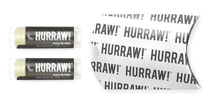 Hurraw! Moon Night Treatment (Blue Chamomile, Vanilla) Lip Balm, 2 Pack: Organic, Certified Vegan, Cruelty and Gluten Free. Non-GMO, 100% Natural Ingredients. Bee, Shea, Soy and Palm Free. Made in USA